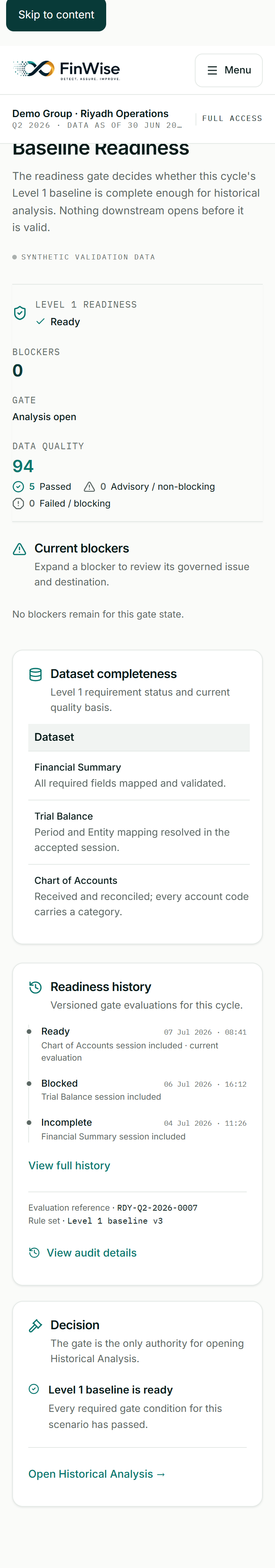 Baseline readiness · Mobile source